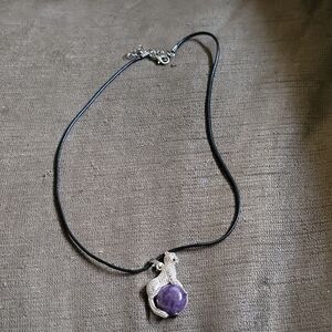 Elegant Silver and Purple Pendant Necklace
